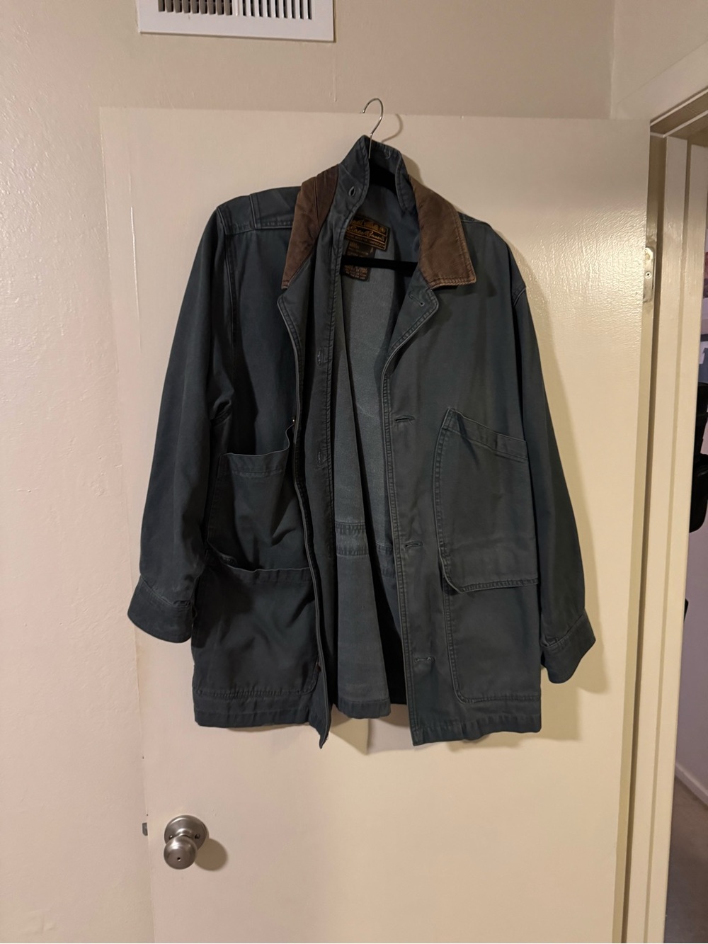 Eddie Bauer Field Jacket with Brown Corduroy Collar - Teal - Picture 1 of 3